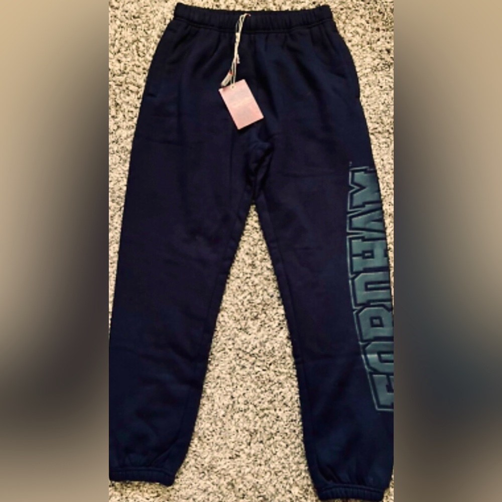 NWT Mitchell & Ness NCAA Fordham Rams Puff Print Fleece Pants Mens XL.